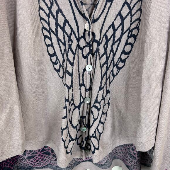 Charlotte Tarantola Women's Cardigan Size XL Purple Blue V-Neck Silk Blend - Picture 3 of 7